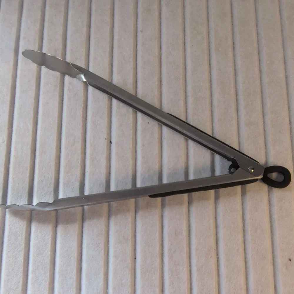 Cuisinart Stainless Steel & Black Plastic Cooking Tongs With Clip